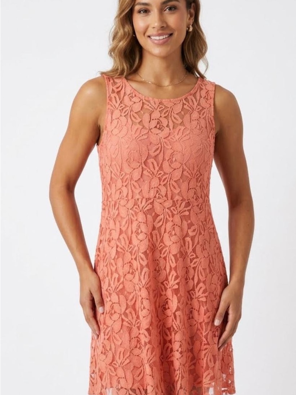 Free People Sleeveless Coral Lace A-Line Dress Size L